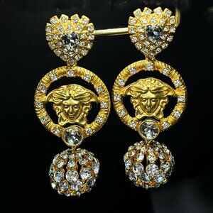 Vintage Madame Tussaud Crystal Ball Rhinestones Earrings